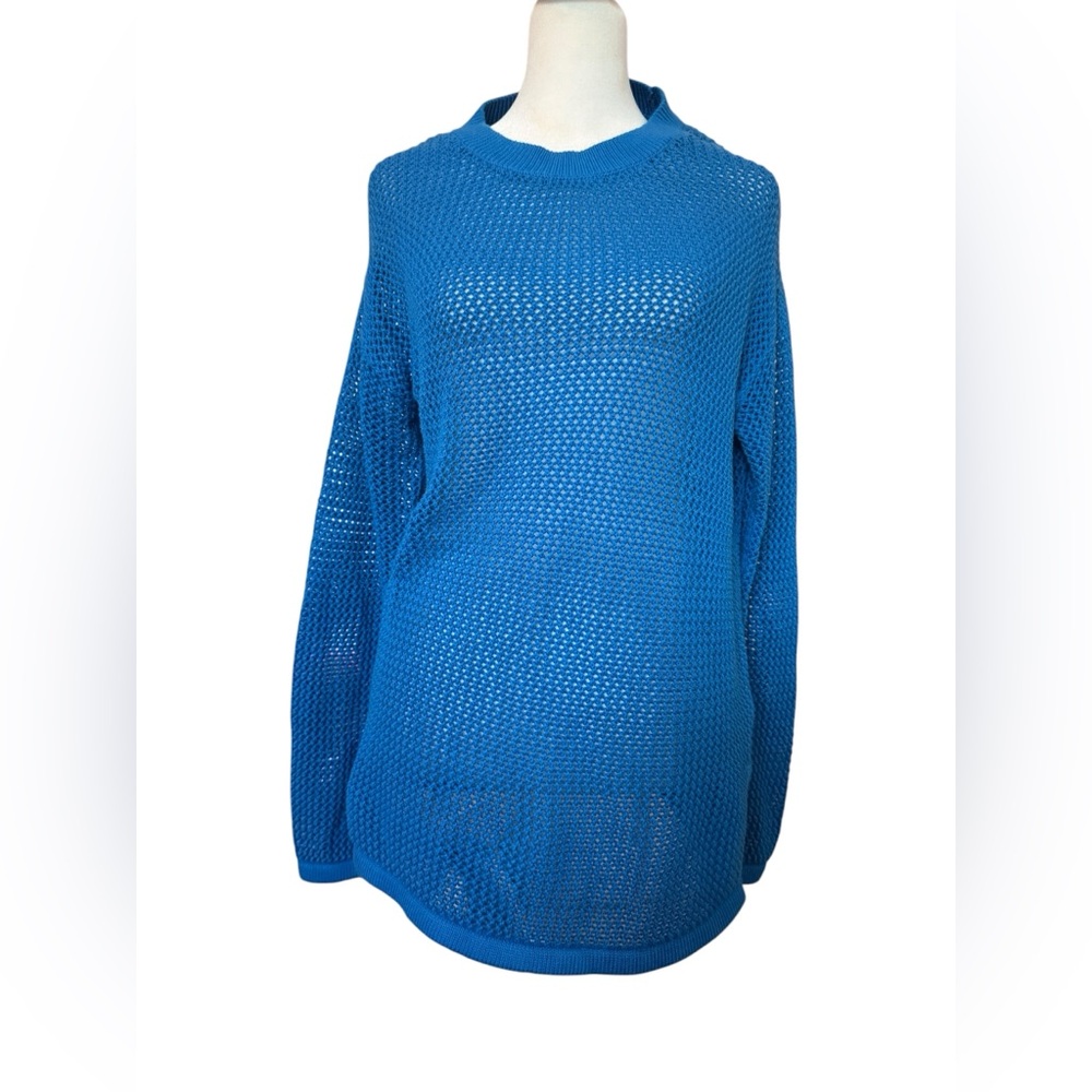 Express Blue Open Knit Tunic Sweater Xs